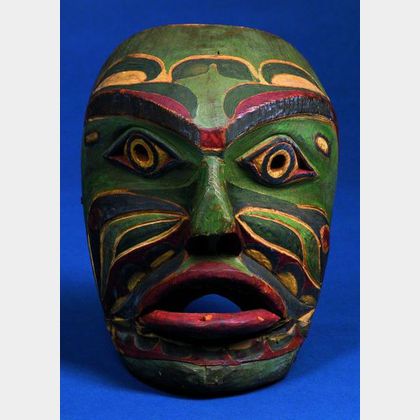 Northwest Coast Polychrome Carved Wood Mask