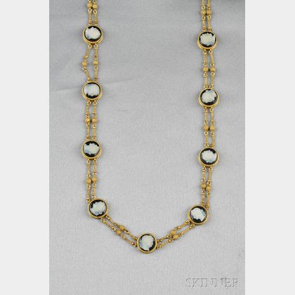 Antique Gold and Hardstone Cameo Necklace