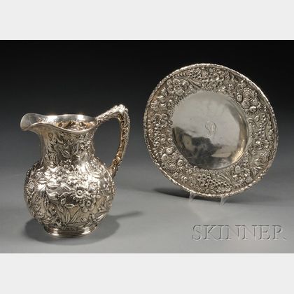 S. Kirk & Son Sterling Repousse Water Pitcher and Cake Plate