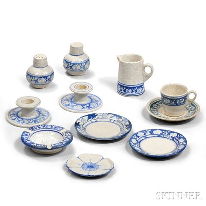 Eleven Dedham Pottery Tableware Items 