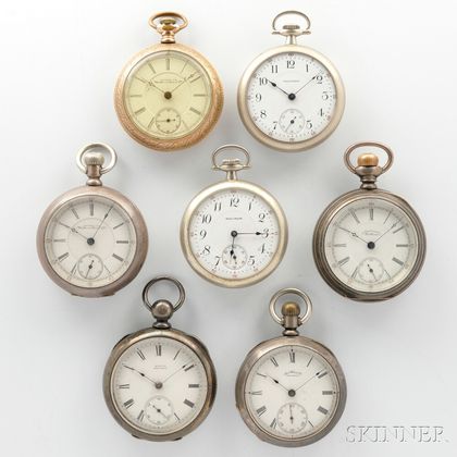 Seven Waltham Open Face Watches