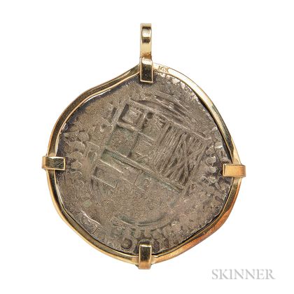 Silver Coin with 14kt Gold Pendant Mount
