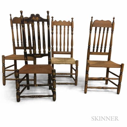 Four Bannister-back Side Chairs. Estimate $300-500