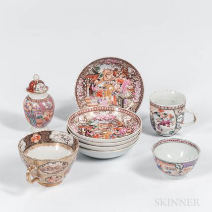 Nine Export Porcelain Table Items