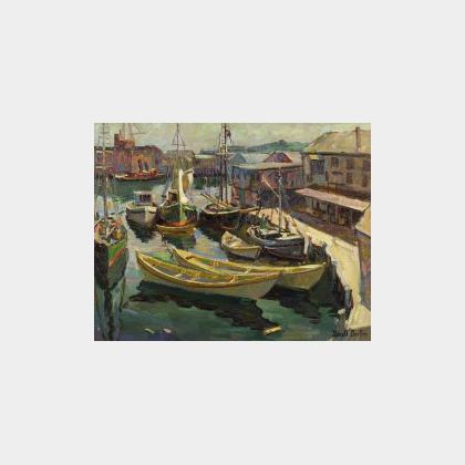 Donald Blagge Barton (American, 1903-1990) Fishing Boats, Gloucester