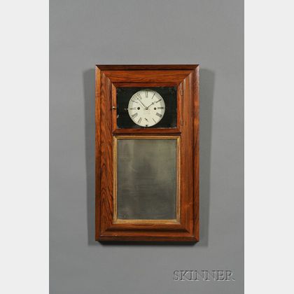 Rosewood Looking Glass Clock Signed T. Smith