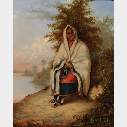 School of Cornelius David Krieghoff (Canadian, 1815-1872) Portrait of a Seated Woman, Possibly a Caughnawaga, Quebec, Native