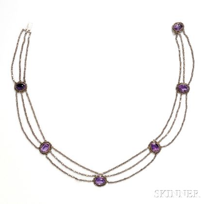 Antique Silver and Amethyst Necklace