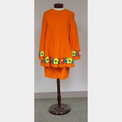 Myrna Getz Orange Wool Tunic and Skirt
