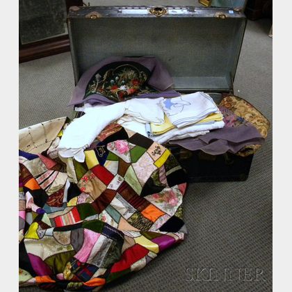 Trunk of Assorted Textile and Linen Items
