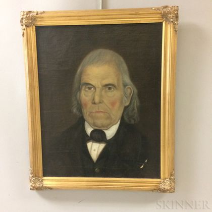 American School, 19th Century Portrait of a Gray-haired Gentleman, Possibly Lt. Abel Rising