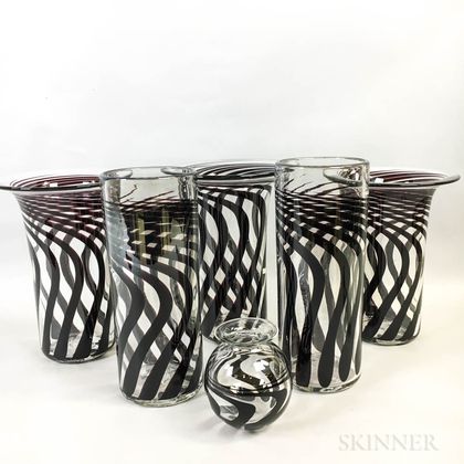 Six Anthony Stern Art Glass Vases