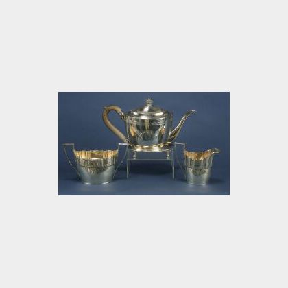 Assembled George III Four Piece Tea Service with Later Plated Tray