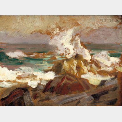 Attributed to Robert (Cozad) Henri (American, 1865-1929) Crashing Surf, Possibly a View of Monhegan