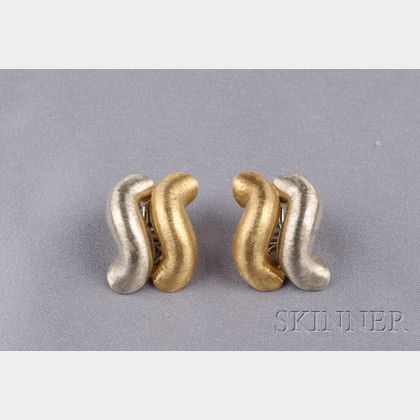 18kt Bicolor Gold "Torchon" Earclips, Buccellati, 