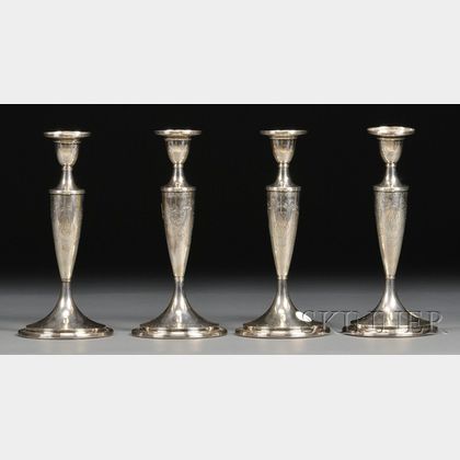 Set of Four S. Kirk & Son Weighted Sterling Candlesticks