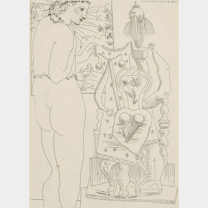 Pablo Picasso (Spanish, 1881-1973) Modèle et sculpture surréaliste