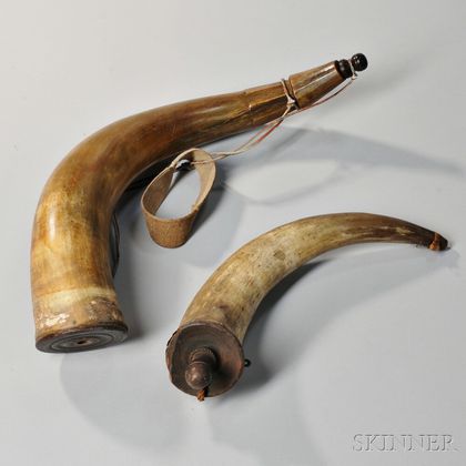 Two Large Ship's Powder Horns