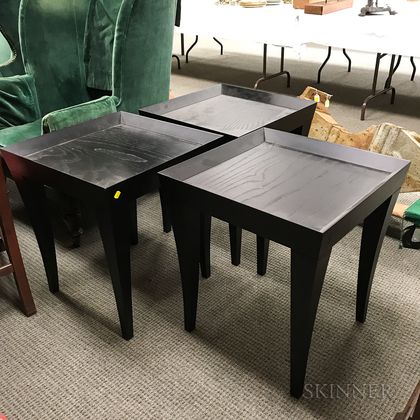 Set of Three Baronet Black-painted Composite Side Tables