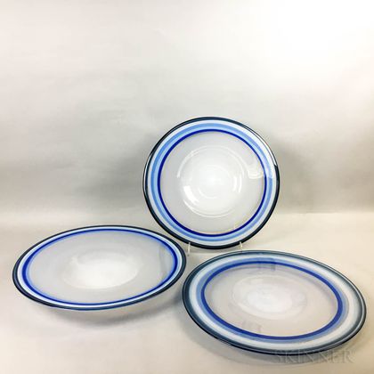 Three Annette Meech Studio Art Glass Plates