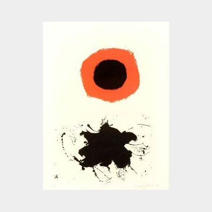 Adolph Gottlieb (American, 1903-1974) Red Halo - White Ground