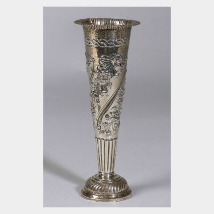 Victorian Silver Trumpet Vase on French Base