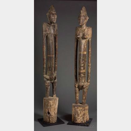 Pair of African Carved Wood Rhythm Pounders