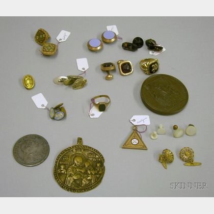 Group of Assorted Men's Estate Jewelry and Assorted Coins and Medals