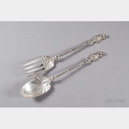 Pair of Whiting Manufacturing Co. Sterling "Lily" Pattern Salad Servers