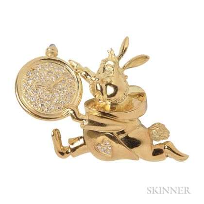 18kt Gold and Diamond Figural Brooch, Disney