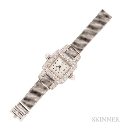 Art Deco Platinum and Diamond Wristwatch, Cartier