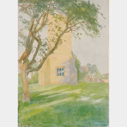George Harvey (British/American, 1800-1878) The Parish Church of St. John the Baptist, Wickhamford, Worcestershire, England