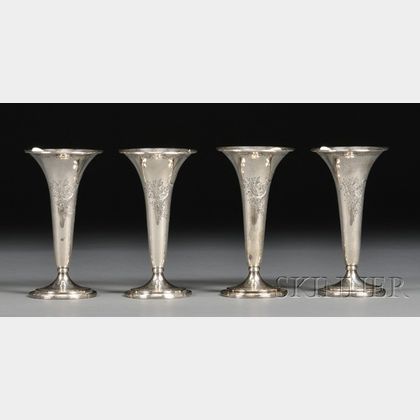 Set of Four S. Kirk & Son Sterling Trumpet-shaped Vases