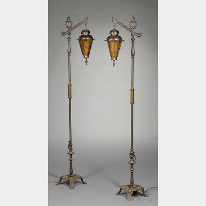 Pair of Chinoiserie Bronze Floor Lamps