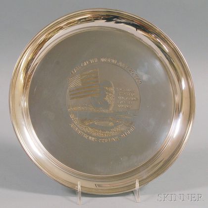 Tuttle Sterling Silver "Man on the Moon" Commemorative Tray