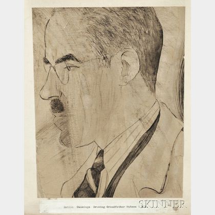 Cummings, Edward Estlin (1894-1962) Original Pen and Ink Drawing.