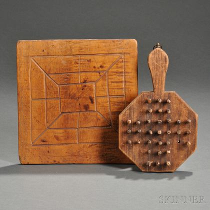 Small Carved Tiger Maple Mill Game Board