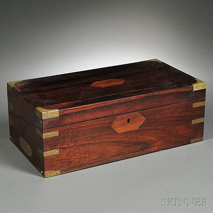 Inlaid Brass-bound Rosewood Box and Thirty-six Silver Articles
