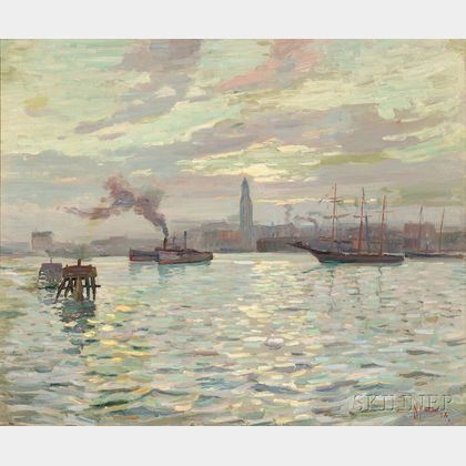Edgar Hewitt Nye (American, 1879-1943) View of Baltimore Harbor