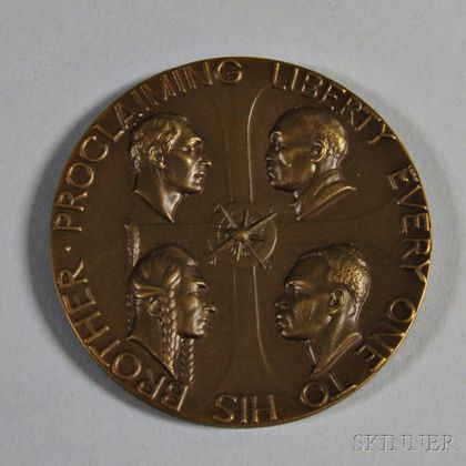 Malvina Hoffman (American, 1885-1966) Brotherhood of Man /Bronze Medal of the Society of Medalists