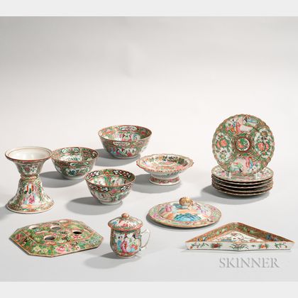Fifteen Famille Rose Export Porcelain Table Items