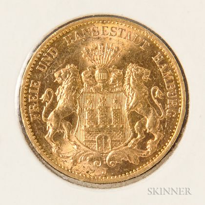 1913-J German 20 Marks Gold Coin, KM618