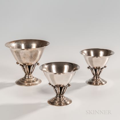 Three Georg Jensen Sterling Silver Compotes