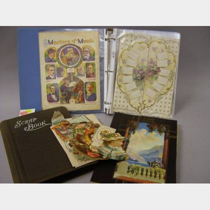 Two Scrapbooks and a Notebook of Chromolithograph Die-cuts and Trade Cards. 