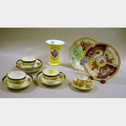 Thirteen Meissen Decorated Porcelain Tableware and Table Items