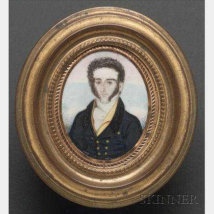 Portrait Miniature of Gentleman with Muttonchop Sideburns