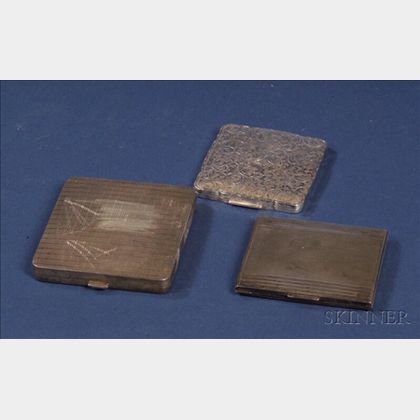 Three Silver Compacts/Cigarette Cases
