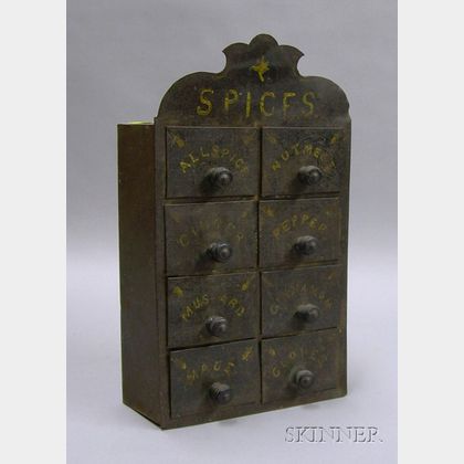 Paint Decorated Eight-Drawer Tole Spice Cabinet
