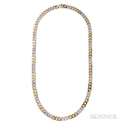 18kt Bicolor Gold and Diamond Chain