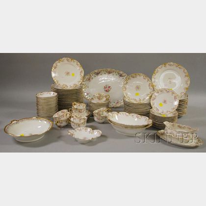 100-piece Haviland Limoges Floral Transfer-decorated Porcelain Partial Dinner Set. 